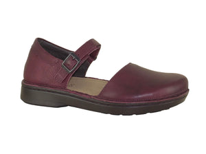 Naot Catania Soft Bordeaux Burgundy Leather Buckle Velcro Mary Jane Shoe Made In Israel