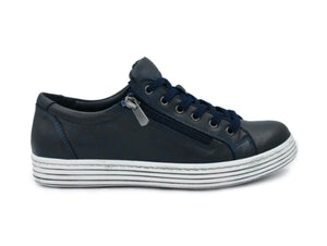 Cabello Comfort Unity Navy Blue 6 Eyelet Zip Shoe Made In Turkey