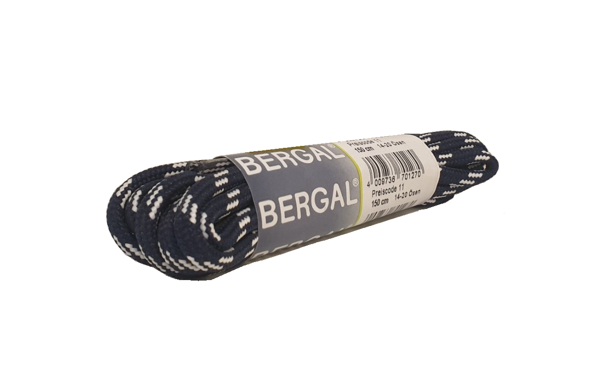 Bergal Blue White 59 Inch 150cm (8-10 Eyelet) Hiking Polyester Round Shoe Laces Made In Germany