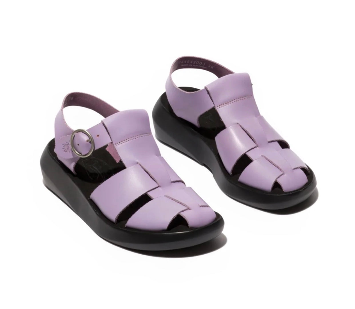 Fly London Bawe842Fly Violet Purple Brooklyn Leather Strappy Wedge Made In Portugal
