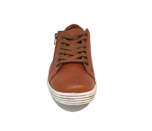 Cabello Comfort Unity Light Tan Brown 6 Eyelet Zip Shoe Made In Turkey