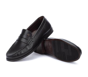 Martinelli Forthill 1623-2760E Black Leather Loafers Slip On Shoes Made In Spain