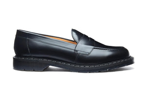 Solovair Penny Loafer Black Hi-Shine Leather Shoe Made In England