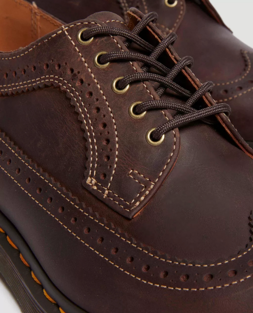 Martens 3989 Dark Brown Crazy Horse Leather Yellow Stitch