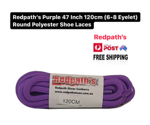 Redpath’s Purple 47 Inch 120cm (6-8 Eyelet) Round Polyester Shoe Laces