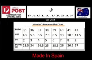 Paula Urban 23-514 Black Bangla Negro Leather Wedge Made In Spain