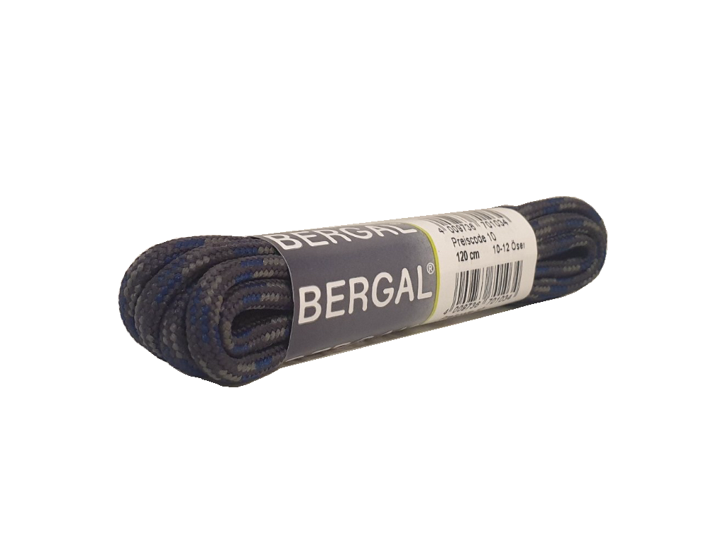 Bergal Blue Grey 47 Inch 120cm (6-8 Eyelet) Hiking Polyester Round Shoe Laces Made In Germany