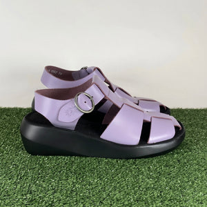 Fly London Bawe842Fly Violet Purple Brooklyn Leather Strappy Wedge Made In Portugal