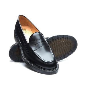 Solovair Penny Loafer Black Hi-Shine Leather Shoe Made In England