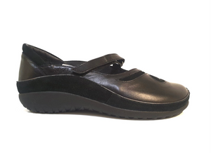 Naot Matai Black Madras Suede Leather Velcro Mary Jane Made In Israel
