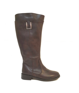 Old Florence 39111 Tamponato T.Moro Brown Zip Knee High Boot Made In Italy