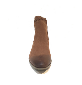 Bueno Lisa Praline Brown Nubuck Zip Ankle Boot Made In Turkey