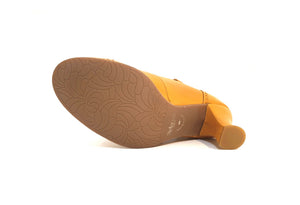 Relance 9474 All Mustard Yellow Leather T-Bar Court Shoe Made In Portugal