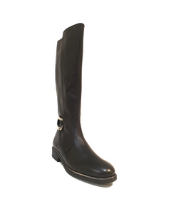 Old Florence 31286 Tamponato Nero Black Zip Knee High Boot Made In Italy