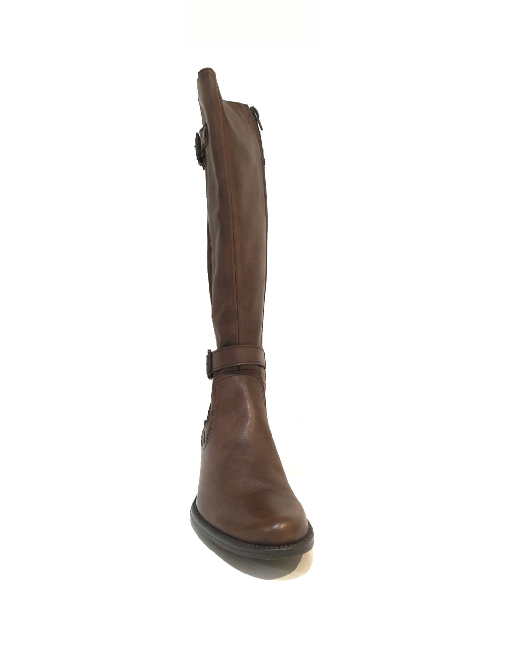 Old Florence 26071 Tamponato Taupe Brown Zip Knee High Boot Made In Italy