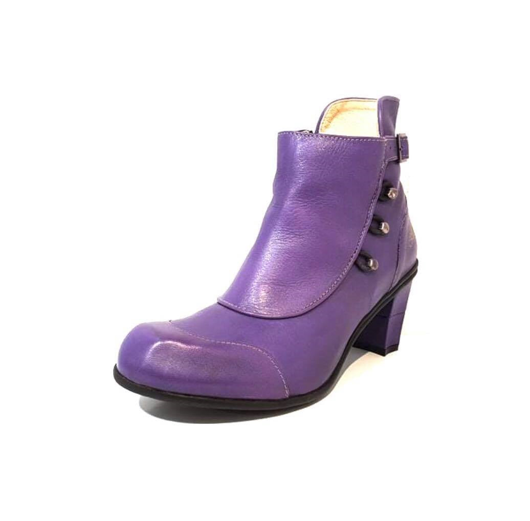 Eject EJW19-06 Purple Leather Zip Ankle Boot Made In Portugal