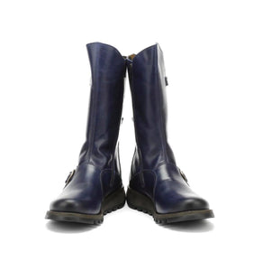 Fly London Mes 2 Blue Zip Mid Calf Boots Made In Portugal