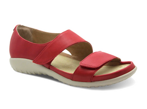 Naot Manawa Kiss Red Leather 2 Strap Velcro Sandals Made In Israel