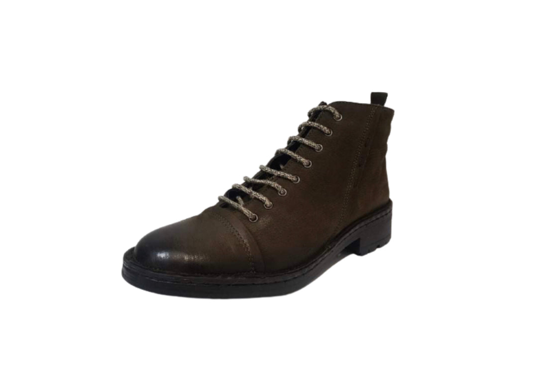 Relax 379-021 Loden Green 8 Eyelet Zip Ankle Boot Made In Albania