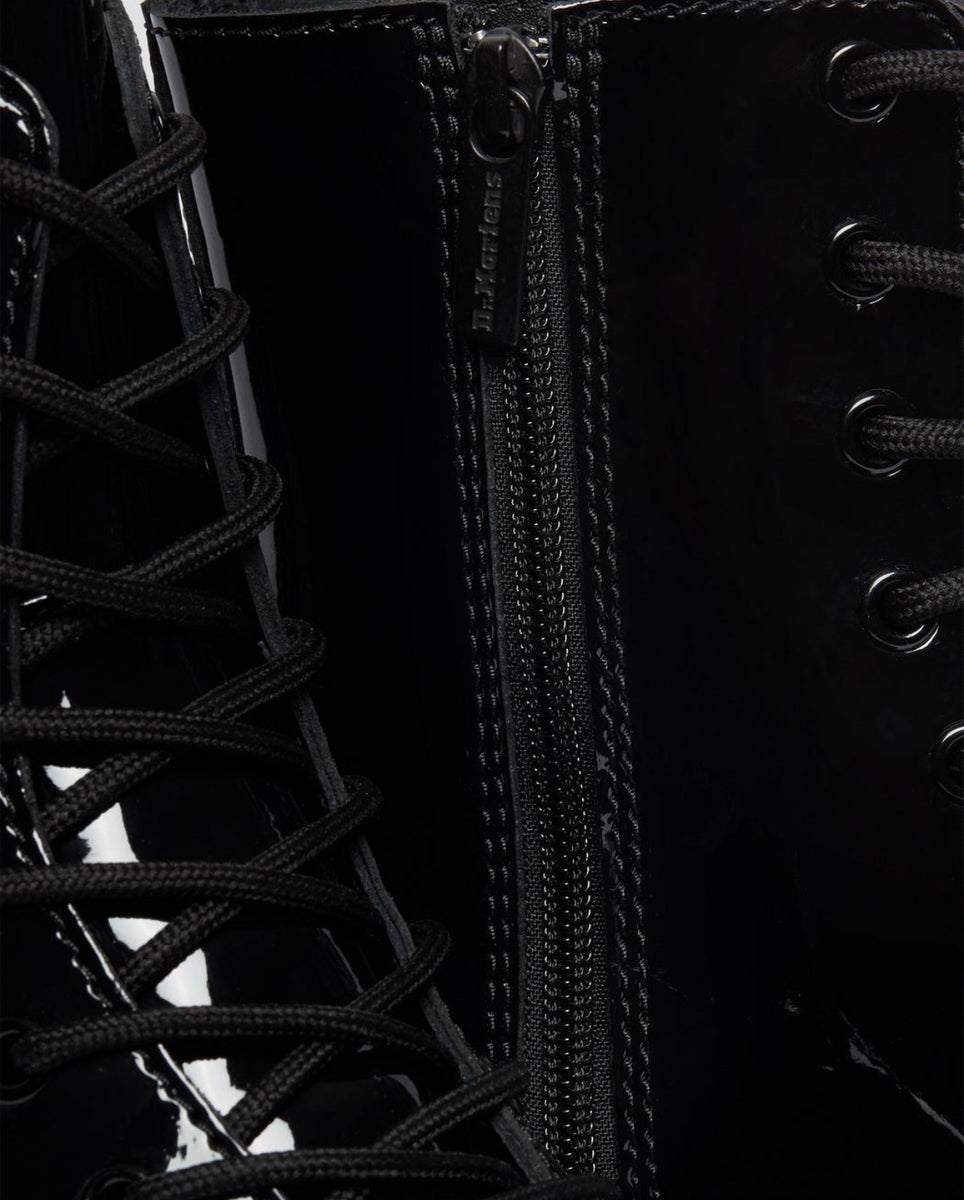 Martens Jadon Black Patent Zip Platform Ankle Eyelet Boot