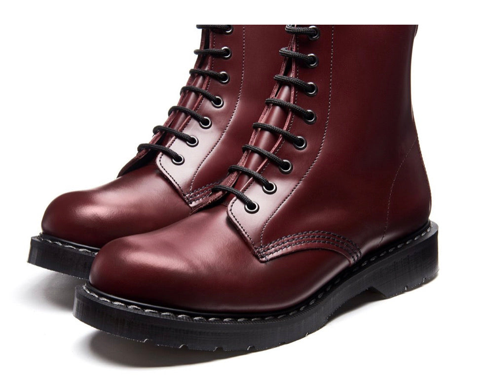 Solovair Oxblood Hi-Shine 8 Eyelet Boot Made In England