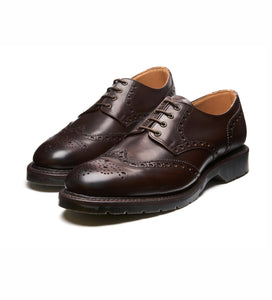 Solovair Walnut Calf Leather 4 Eyelet Gibson Brogue Made In England