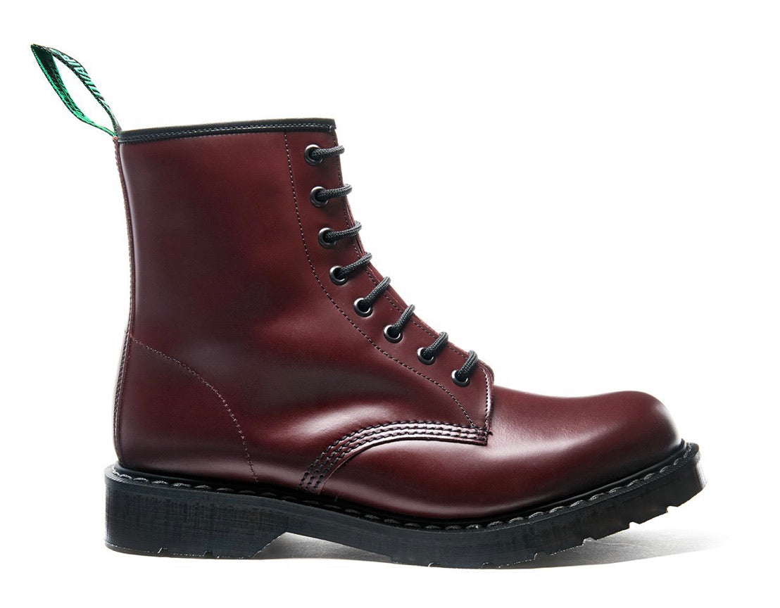 Solovair Oxblood Hi-Shine 8 Eyelet Boot Made In England