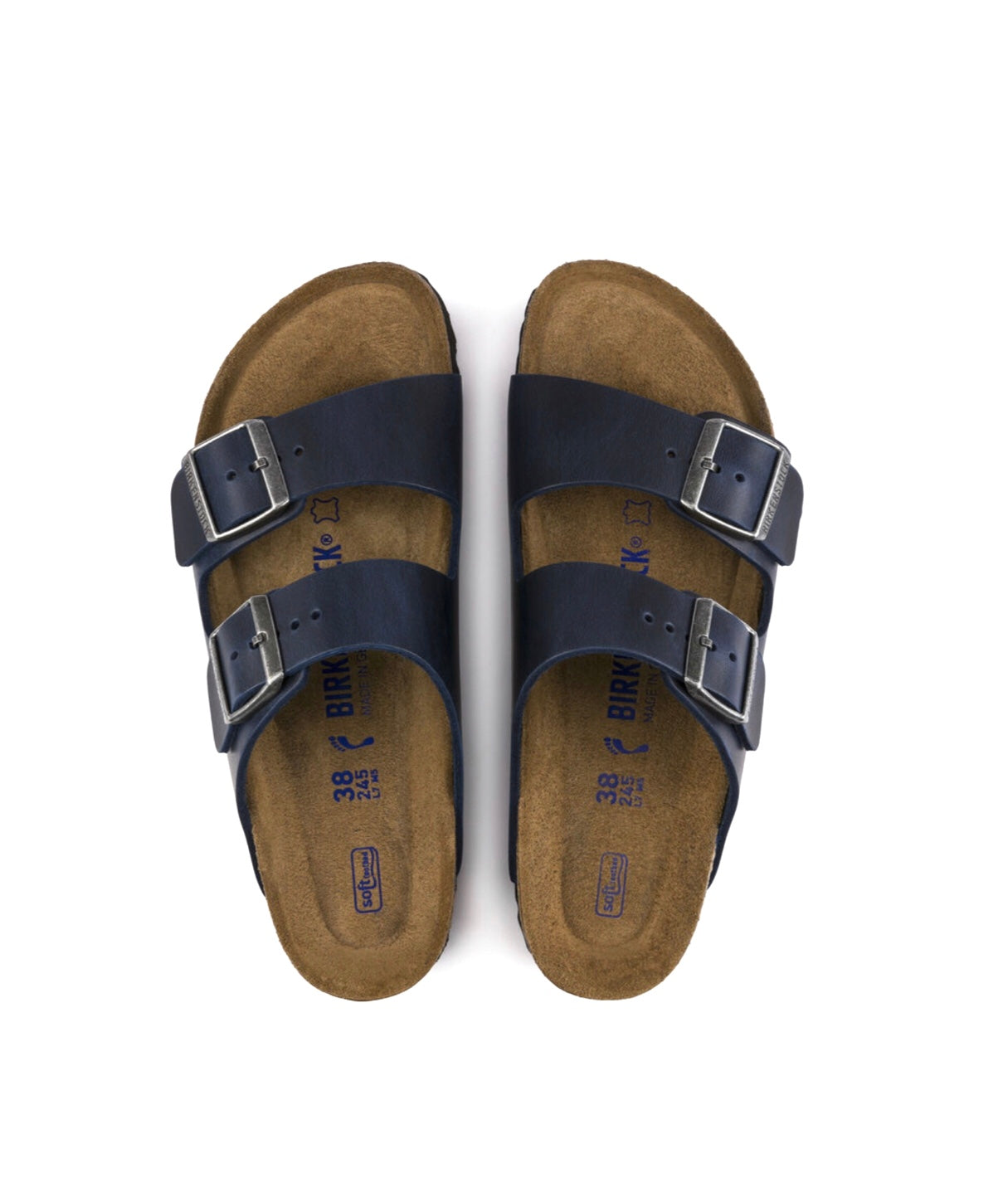Birkenstock Arizona Blue Oiled Leather Soft Footbed Made In Germany