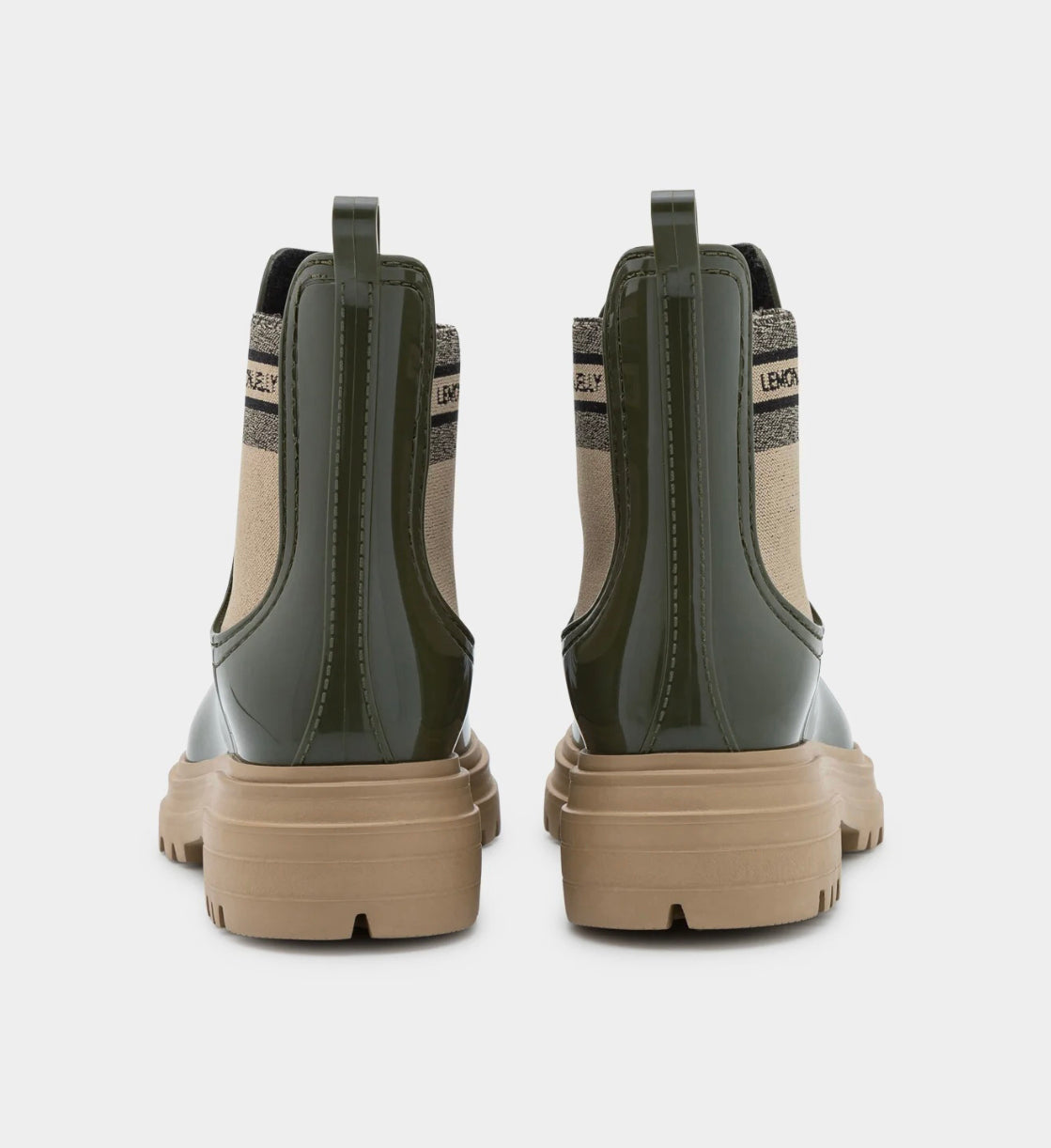 Lemon Jelly Flow 02 Military Green Chelsea Ankle Vegan Rain Boots Made In Portugal