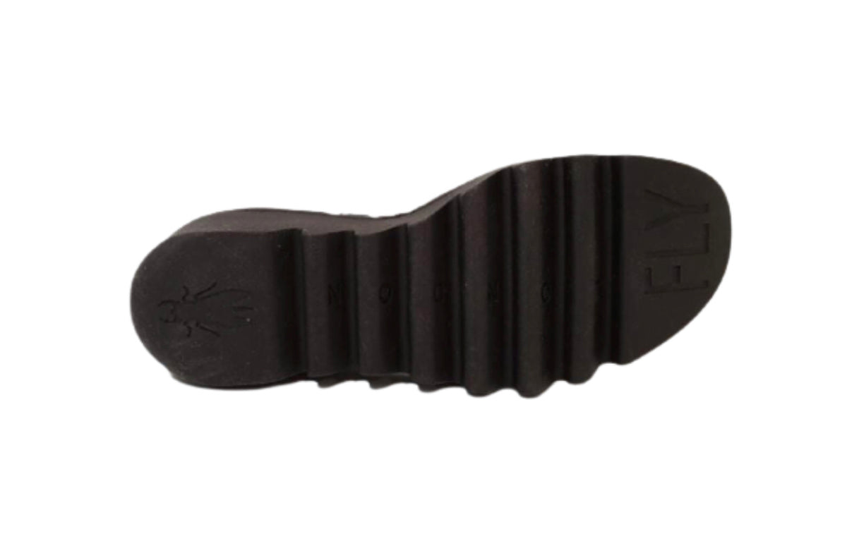 Fly London Bezo306Fly Black Leather Mousse Open Toe Wedge Made In Port Fly London Bezo306Fly Black Leather Mousse Open Toe Wedge Made In Port
