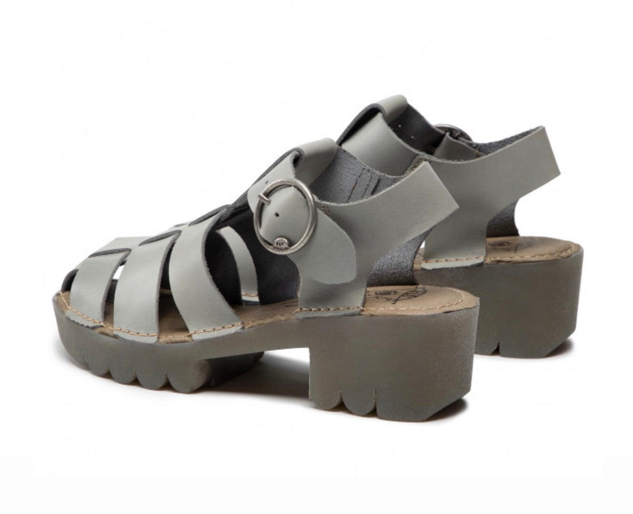 Fly London Emme511Fly Cloud Grey Bridle Sandal Made In Portugal