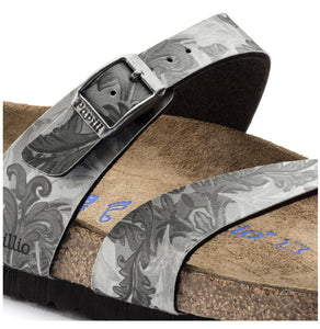 Papillio By Birkenstock Tabora Damask Grey Soft Footbed Made In Portugal
