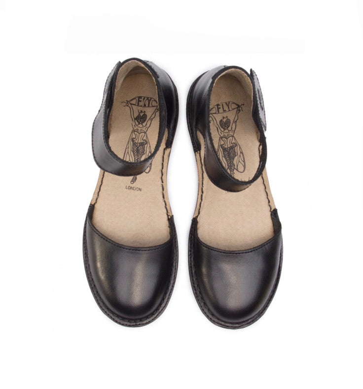 Fly London Fipa477fly Black Flats Mary Jane Made In Portugal