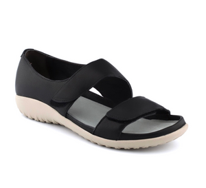 Naot Manawa Soft Black Leather 2 Strap Velcro Sandals Made In Israel