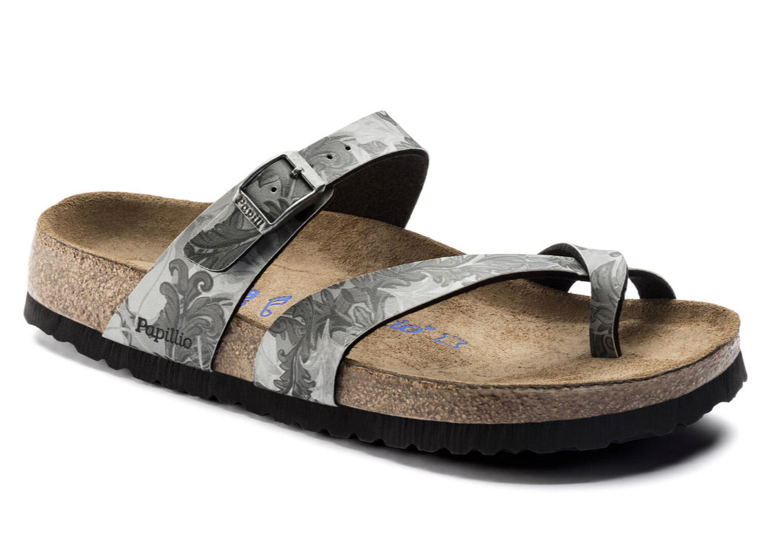 Papillio By Birkenstock Tabora Damask Grey Soft Footbed Made In Portugal
