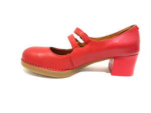 Art 0074 Carmin Red 2 Strap Court Shoe Made In Spain