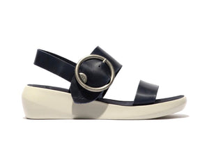 Fly London Bani739Fly Blue Bridle Leather Open Toe Sandal Made In Portugal