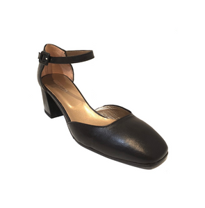 Progetto S390 Rock Nero Black Leather Court Shoe Made In Italy