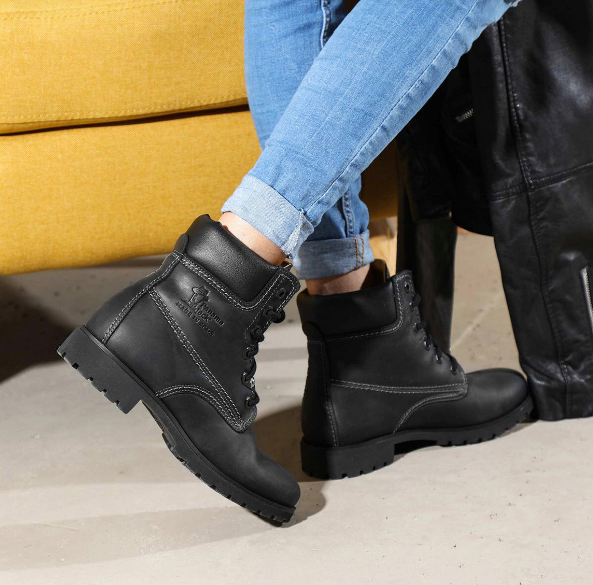 Panama Jack Panama 03 B3 Black Waterproof 6 Eyelet Ankle Boot Made In