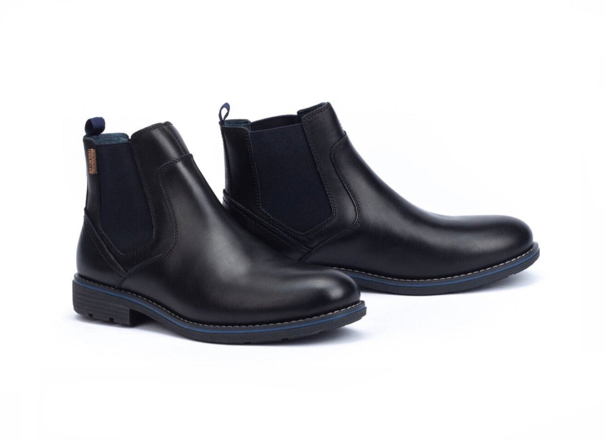 Pikolinos York M2M-N8318 Black Wool Lined Chelsea Boot Made In Portugal