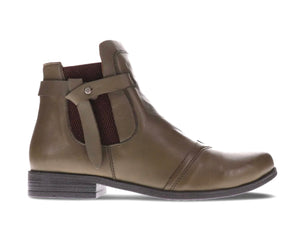 Bueno Hemmy Nail Olive Green Chelsea Ankle Boot Made In Turkey