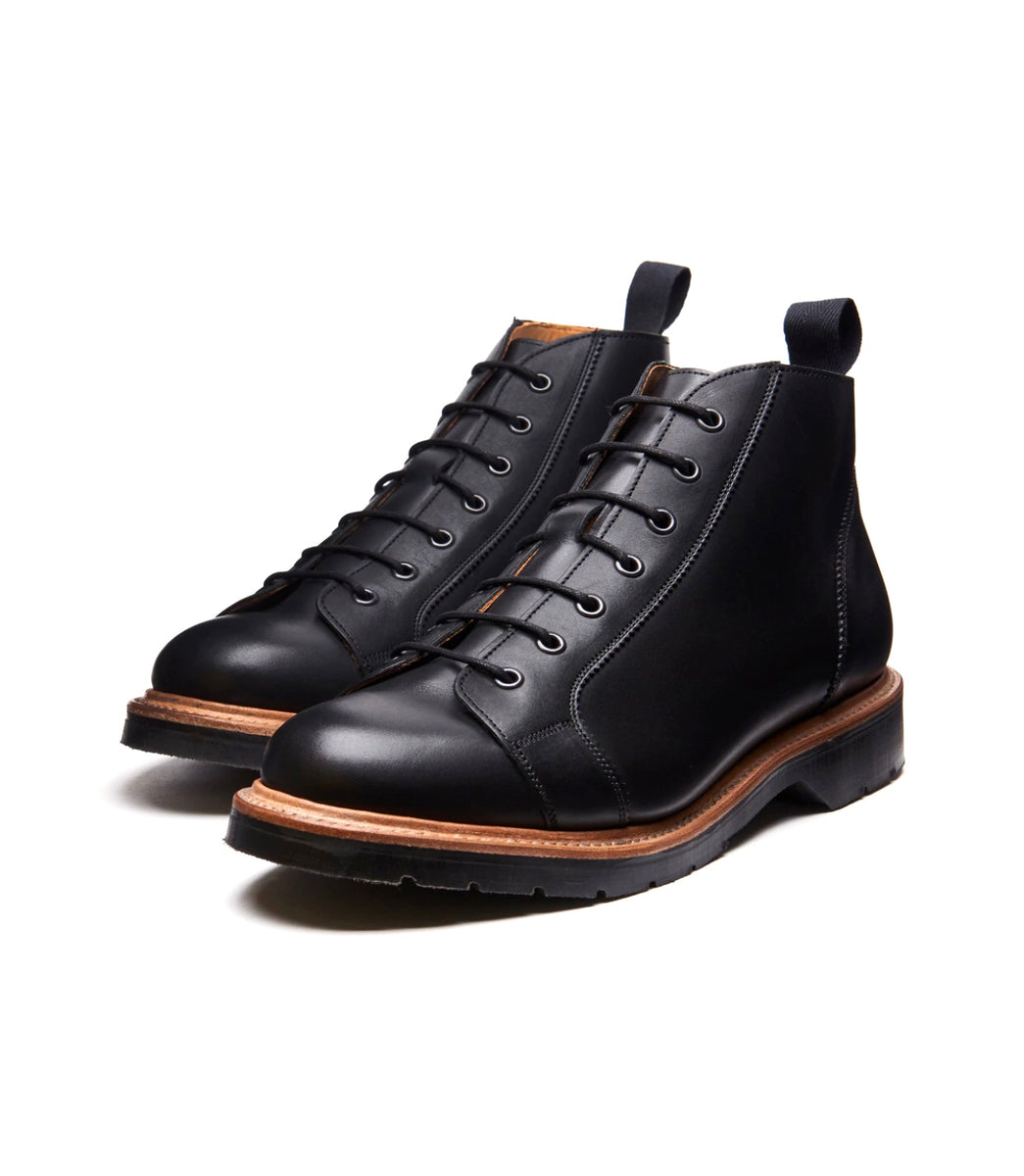 Solovair Monkey Black Calf Leather Eyelet Boot Made In England