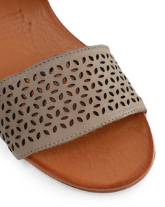 Bueno Adelaide Darkstone Coconut Leather Open Toe Velcro Slingback Wedge Made In Turkey