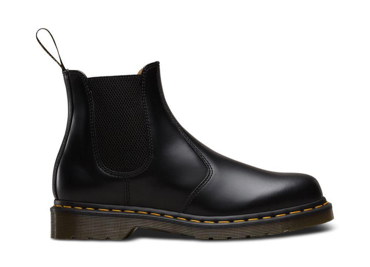 Dr. Martens 2976 Black Yellow Stitch Chelsea Elastic Sided Boot