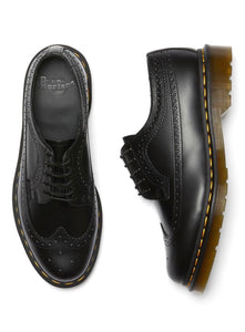 Dr. Martens 3989 Black Smooth Yellow Stitch Brogue 5 Eyelet Shoe