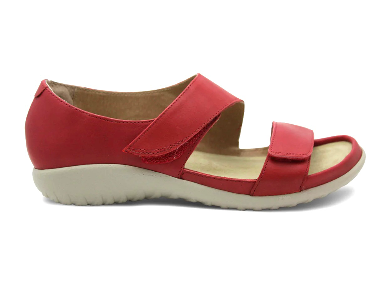 Naot Manawa Kiss Red Leather 2 Strap Velcro Sandals Made In Israel