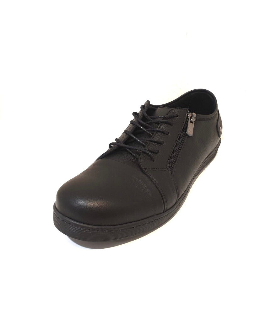 Cabello Comfort EG18 Jet Black 6 Eyelet Zip Shoe Made In Turkey