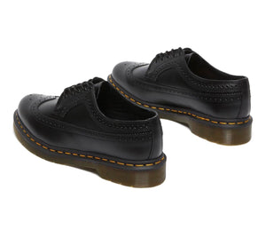 Dr. Martens 3989 Black Smooth Yellow Stitch Brogue 5 Eyelet Shoe