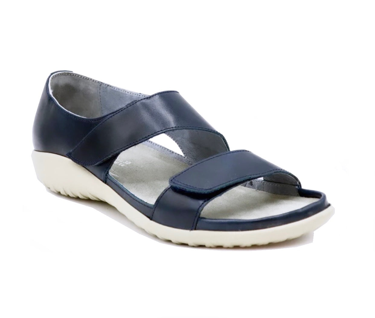 Naot Manawa Intense Blue Leather 2 Strap Velcro Sandals Made In Israel