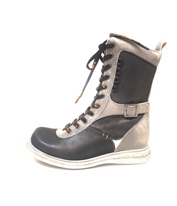 Eject EJW19-13 Grey Black 11 Eyelet Zip Mid Calf Boot Made In Portugal